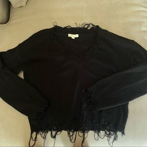 Honey Punch Distressed V-Neck Sweater